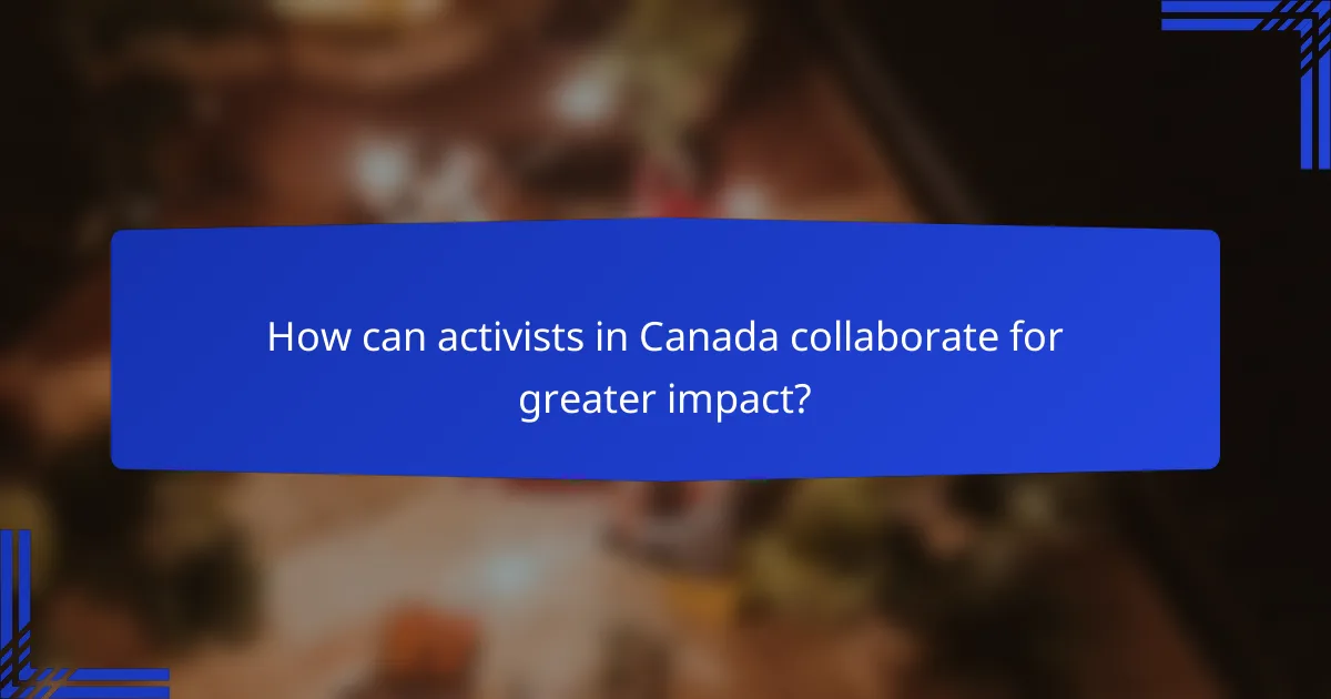 How can activists in Canada collaborate for greater impact?