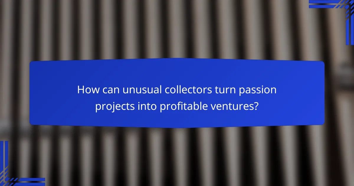How can unusual collectors turn passion projects into profitable ventures?